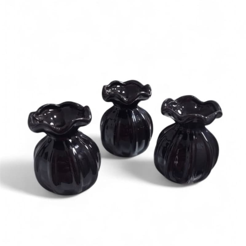 Kit 3 Vasos Murano Trouxinha Cerâmica Enfeite Decoração Casa Flor Mesa