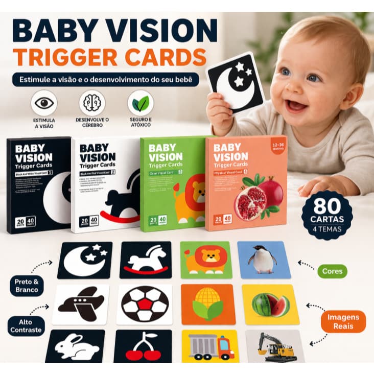 Cartões Estimulação Visual para Bebês | Baby Vision 0-36 Meses |  Desenvolvimento Cognitivo
