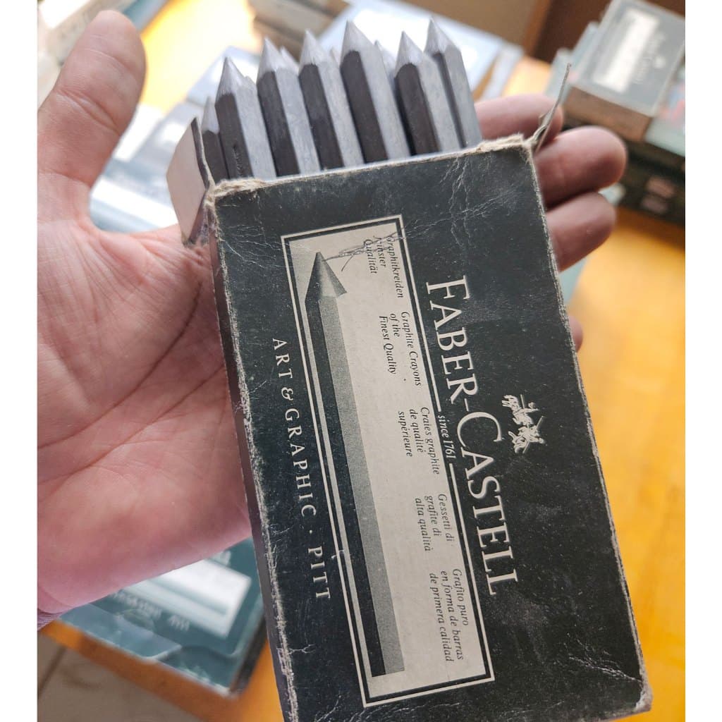 Caixa 12 Giz de Grafite Faber-Castell PITT - Profissional (Novo/Vintage)