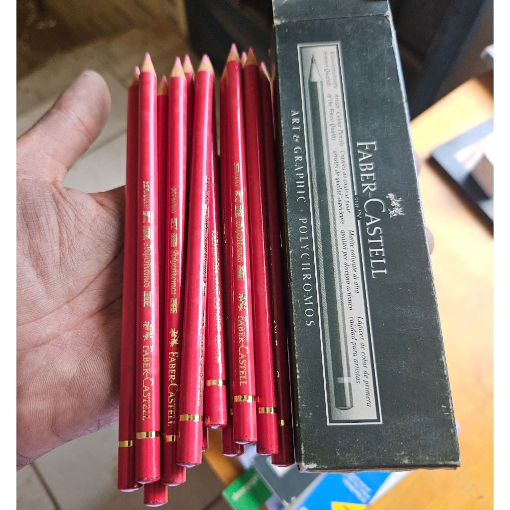 Caixa 12 Lápis Polychromos Faber-Castell Carmim 124 (Novo/Vintage)