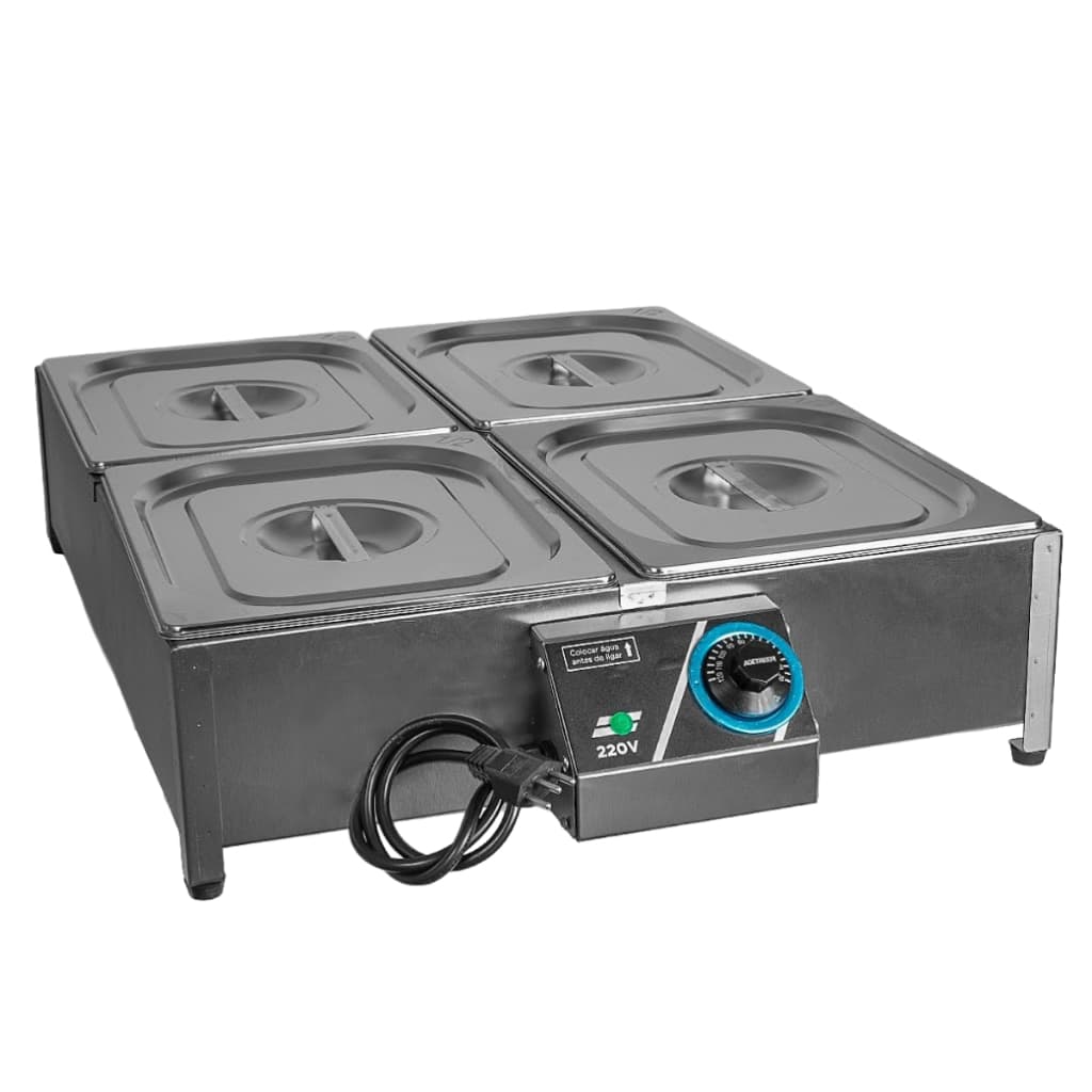 Rechaud Buffet Térmico 4 Cubas Elétrico Buffet Inox Escovado