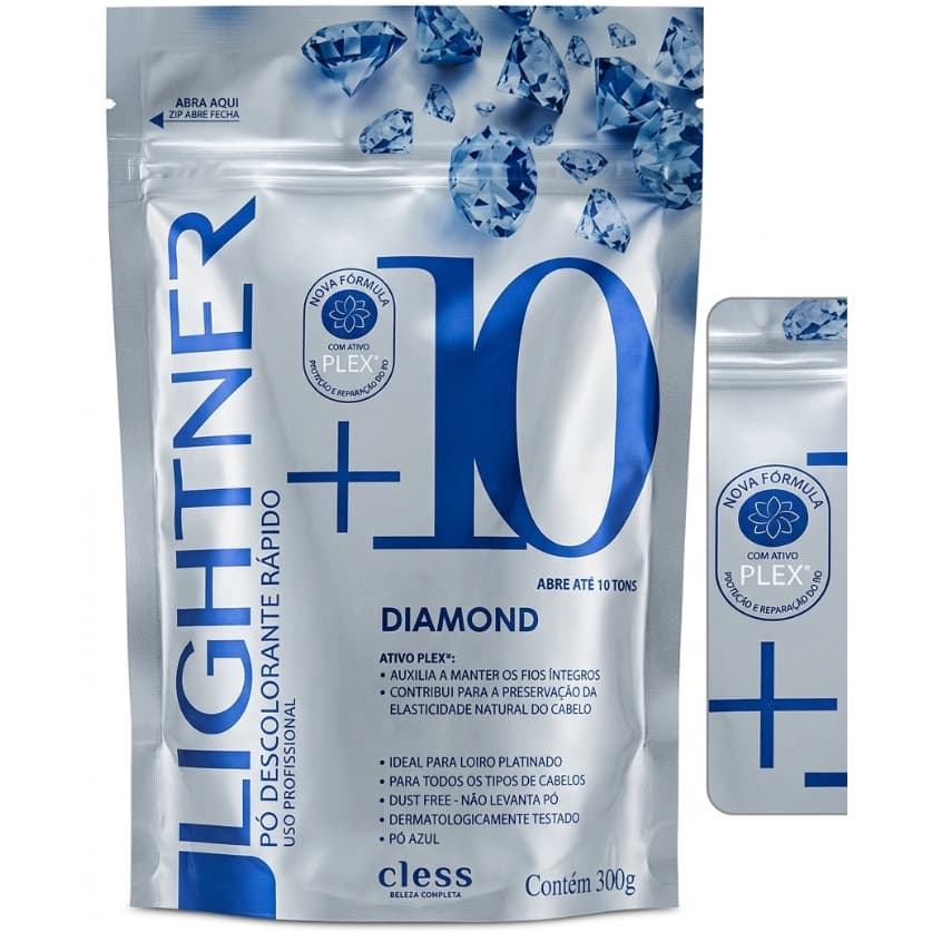 Pó Descolorante Lightner Diamond +10 Tons Cless- 300g (Kit com Até 2 Unidades)