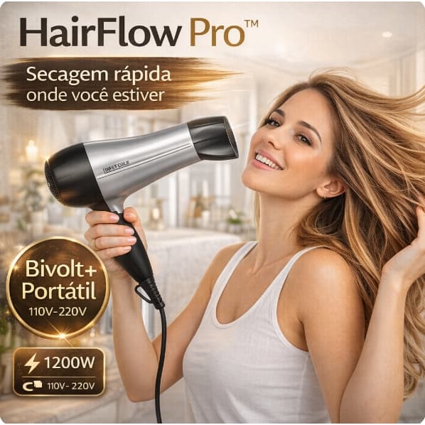 Secador de Cabelo Portátil 1200W Bivolt