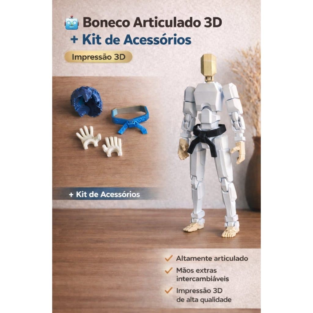 Boneco Dummy GRANDE (20cm) Boneco Articulado Action Figure Educativo judô karatê jiu-jitsu