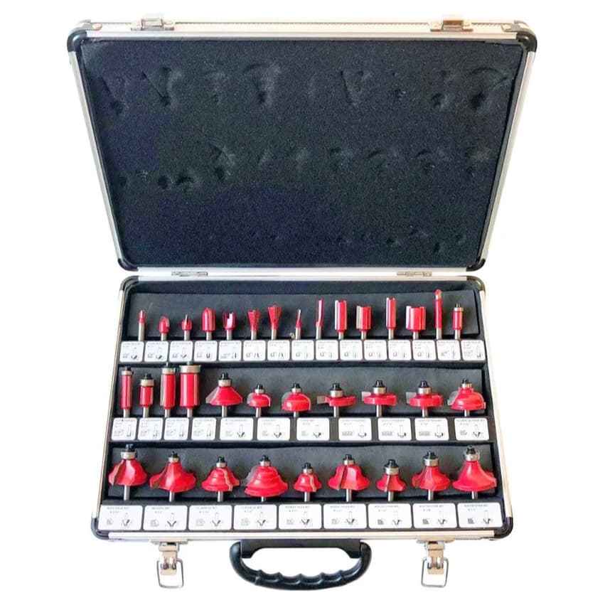 Kit Fresa Para Tupia 6mm 35 Peças Maleta Alumínio Profissional