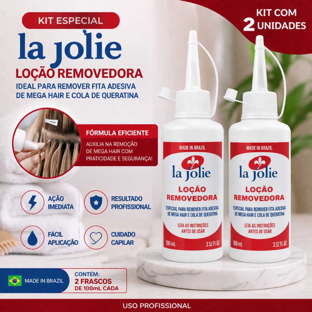Kit 2 Loção Removedora de Mega Hair de Queratina La Jolie 100ml Nova Embalagem - Envio Imediato