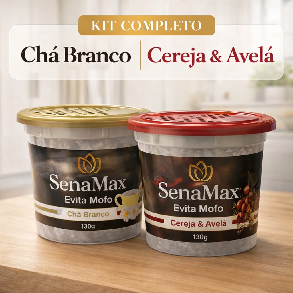 Kit 2 Antimofo SenaMax 130g Elimina Umidade e Mau Cheiro Chá Branco ou Cereja e Avelã
