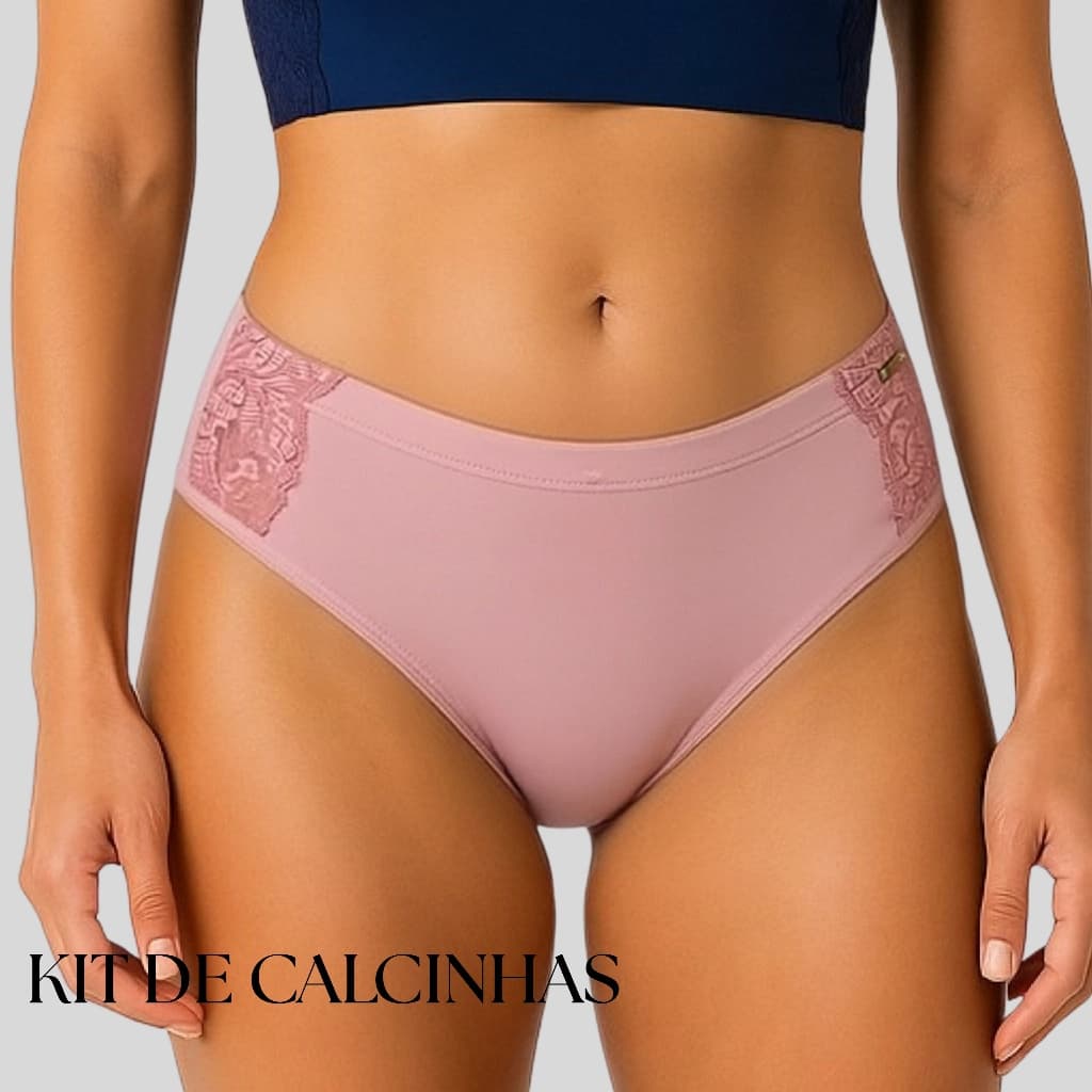 Kit 3 Calcinhas Luxo Calçola Microfibra Alta Tanga Senhora Pala Pós Parto Gestante