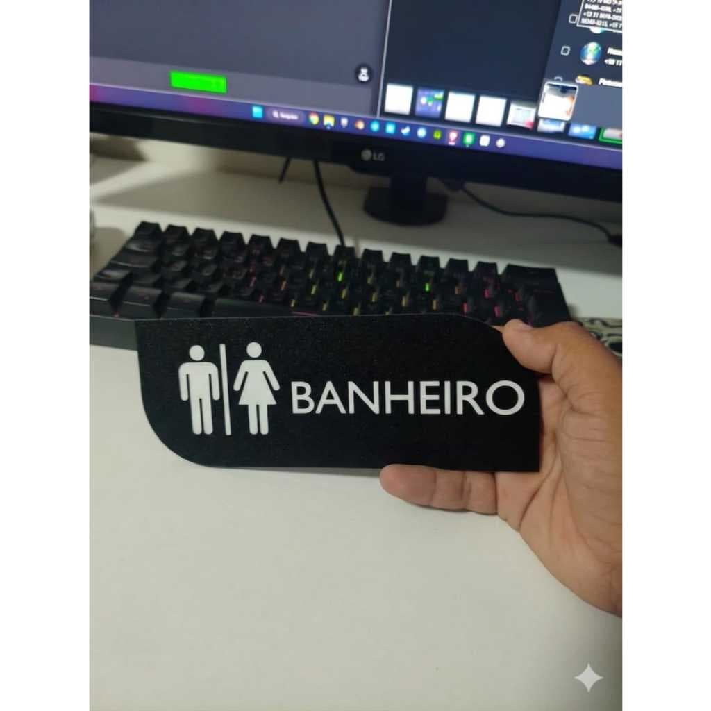 Placa Sinalização De Porta Banheiro Unissex Feminino Masculino Identificação