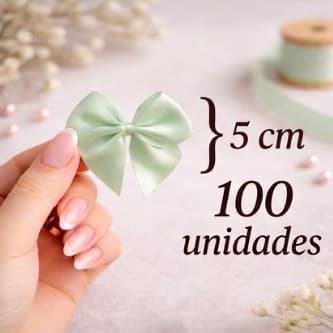 100 Laços de Cetim Verde Claro 5cm  N°5 Lacinho Para Personalizados Diversas Cores (5 X 5cm)