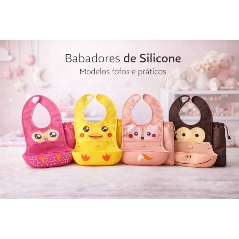 Babador infantil silicone bebê com bandeja silicone introdução alimentar