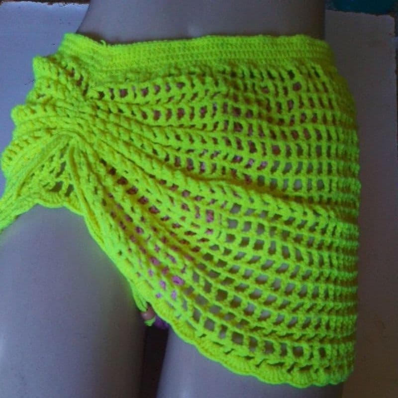 Saída de Praia Crochê Feminina | Saia Vazada com Elástico Moda Verão