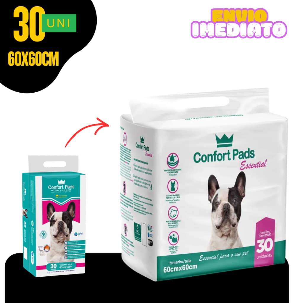 Tapete Higienico 60x60cm Para Cães e Gatos 60x60cm 30/60/90/120 uni - Envio Imediato