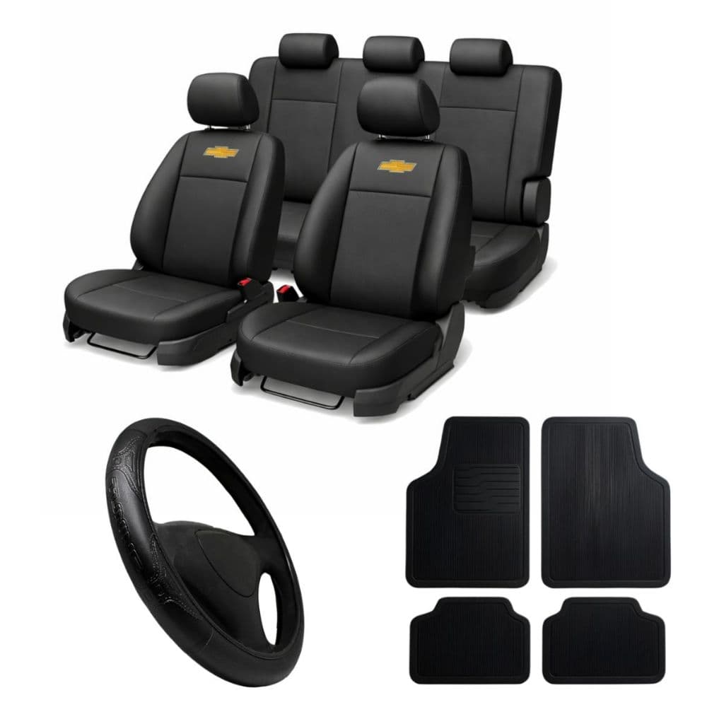 Kit Automotivo Chevrolet Capa Banco Couro + Tapete + Capa Volante Universal