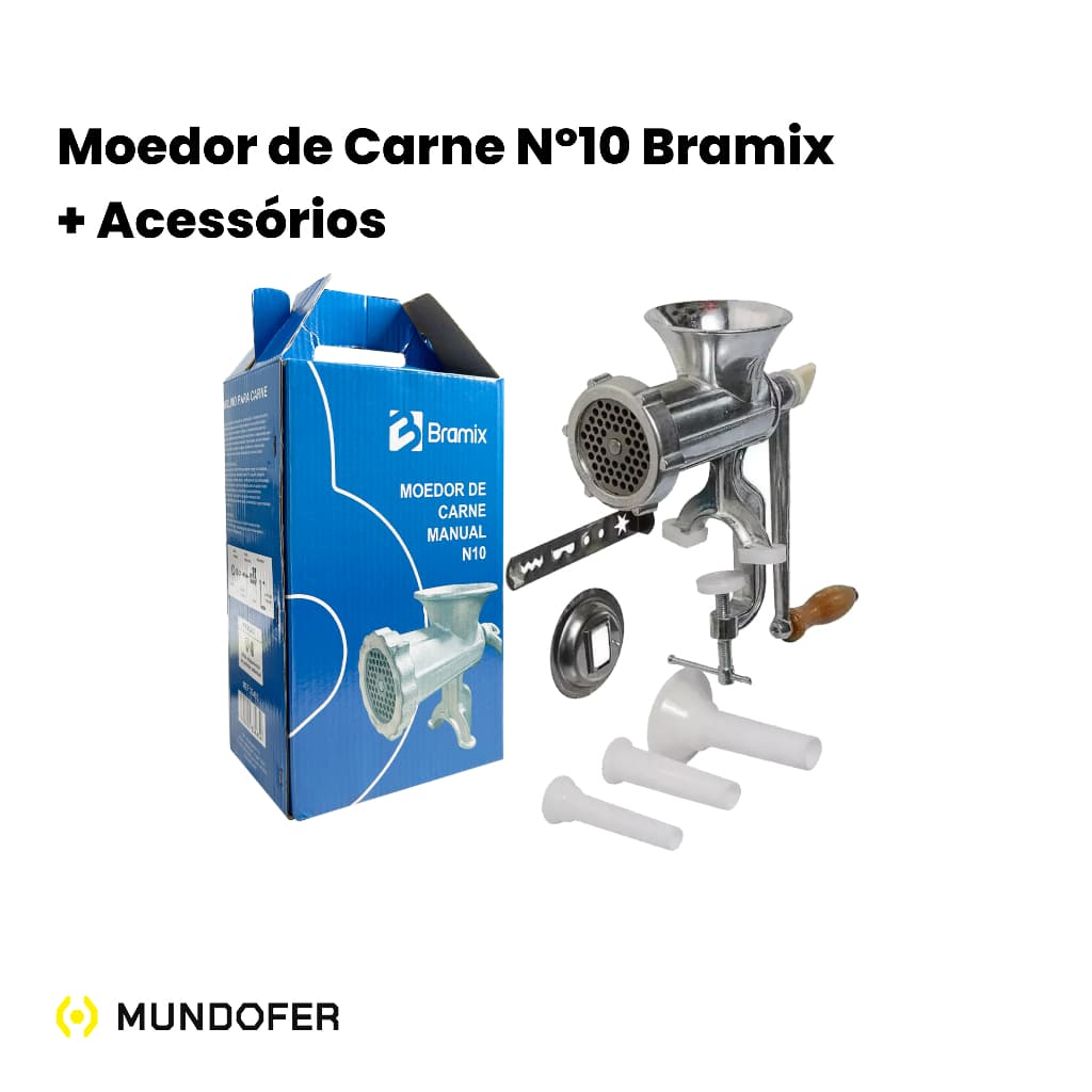 Moedor De Carne N10 Funil Para Fazer Linguiça Hamburguer Biscoito Manual Com Molde