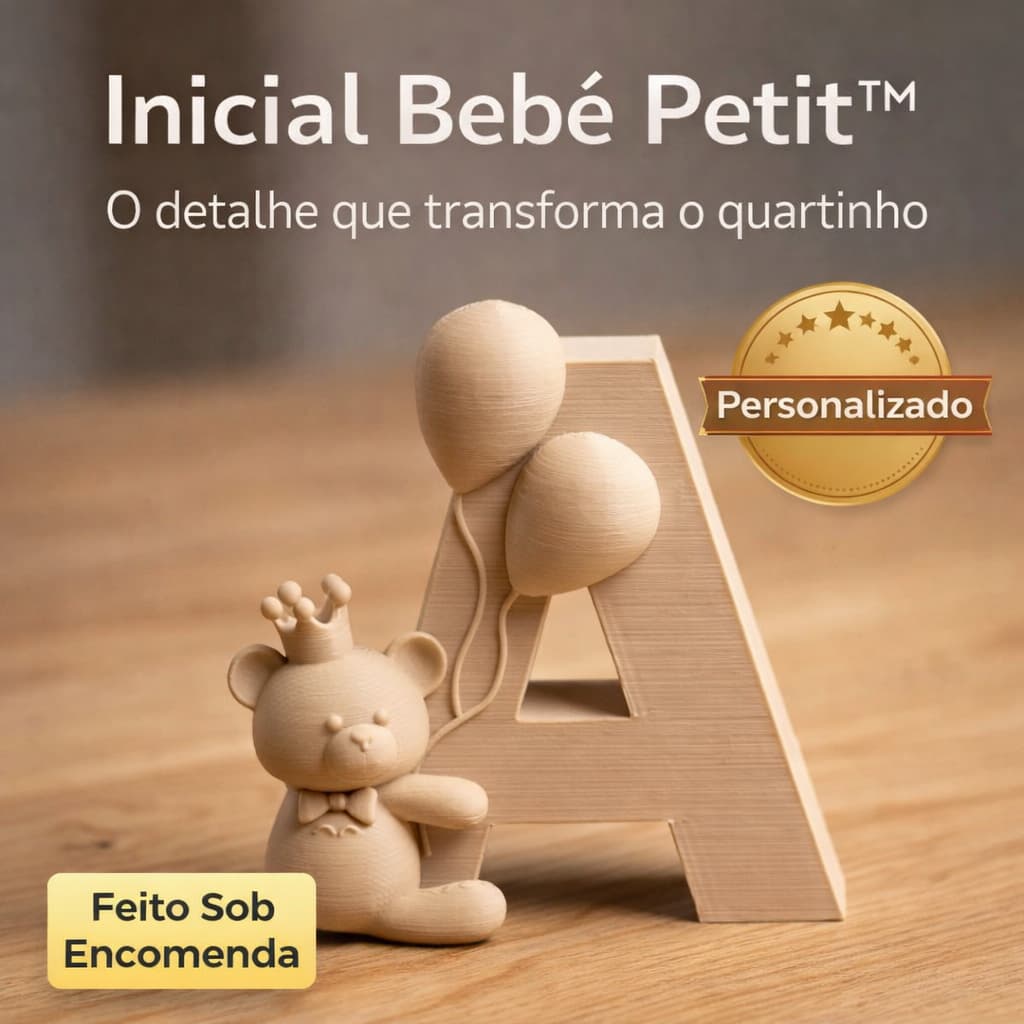 Letra Decorativa Personalizada com Ursinho | Inicial Personalizada Infantil Decoração Quarto de Bebê