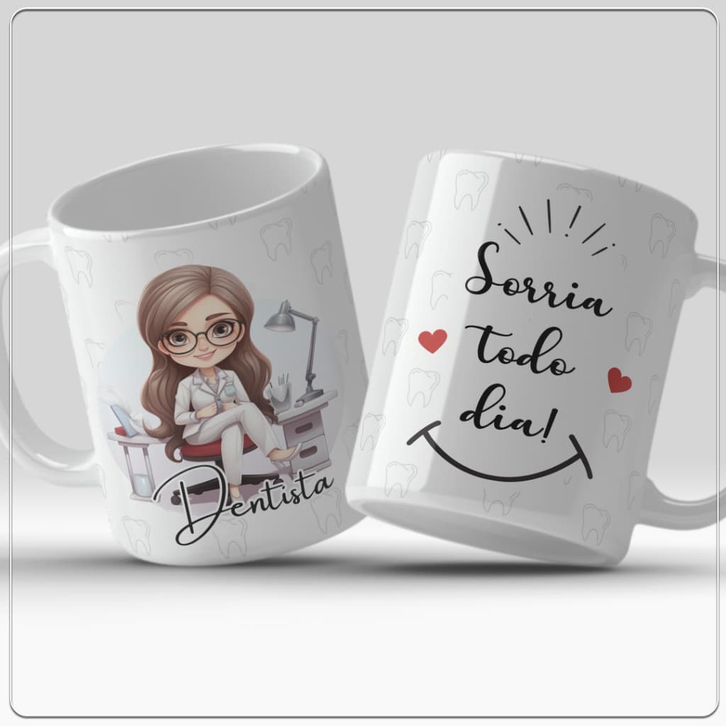 Caneca Personalizada Dentista, Sorria todo dia presente Odontologico Medicina envio imediato