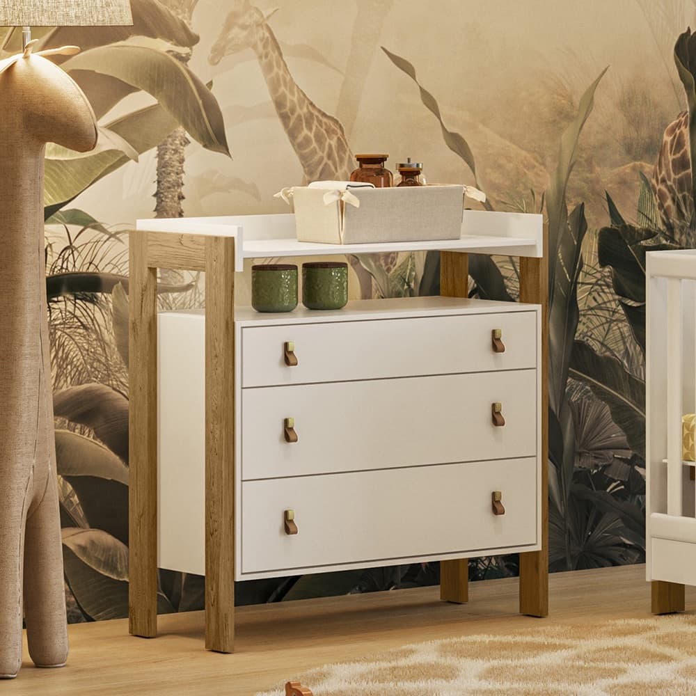 Cômoda Trocador Infantil Fantasia 4410 Branco Acetinado Qmovi
