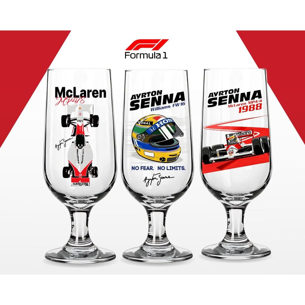 1 Taça De Cerveja Estampada Ayrton Senna Piloto F1 De Vidro 300ml Presente Criativo
