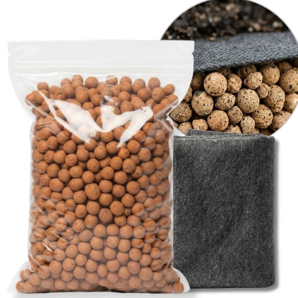 Kit Argila Expandida + Manta Bidim Geotêxtil Drenagem Vasos Plantas Jardim Dreno Completo