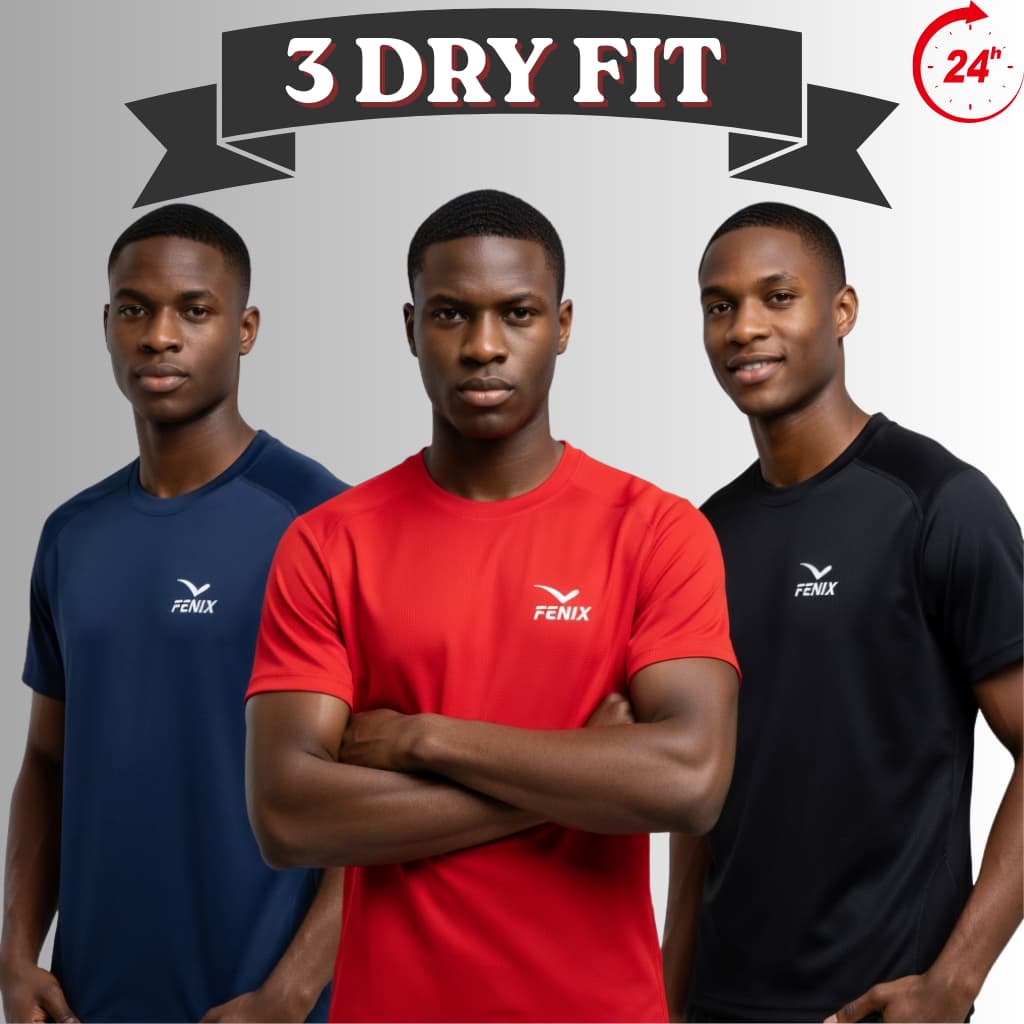 Kit 3 Camisetas DryFit Masculina Academia Treino Corrida Musculação Esportes Confortável Tecido Leve