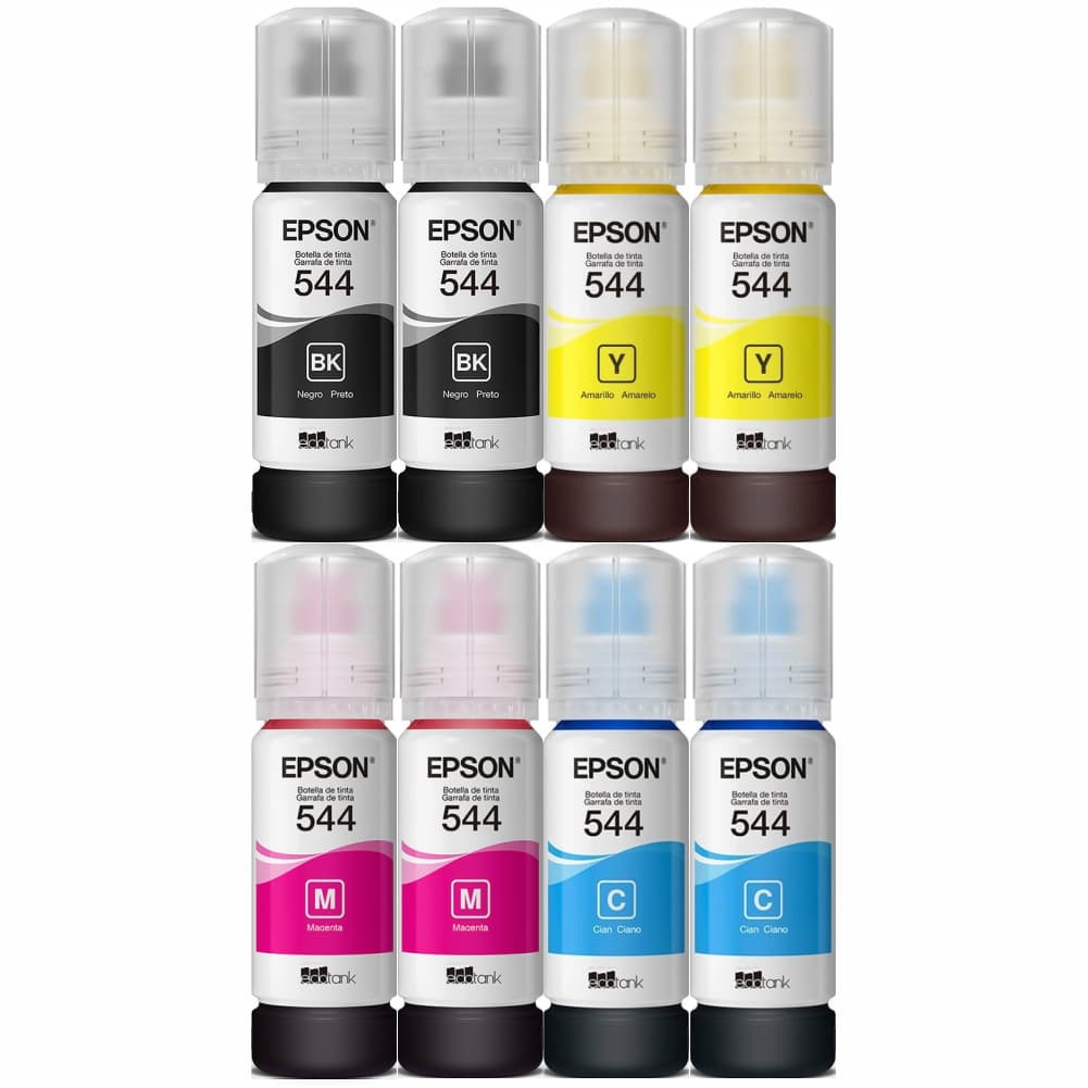 Kit 08 refil tinta original compativel para t544 l3110 l3250 l3150