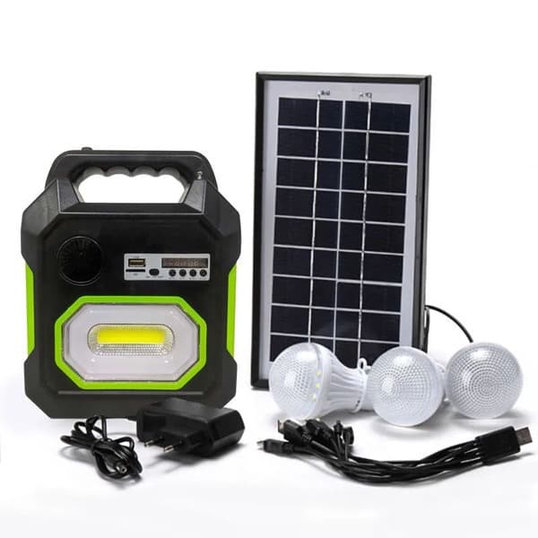 Kit Iluminação Solar Portátil – Lanterna, Rádio FM, MP3 e 3 Lâmpadas LED para Camping 3114