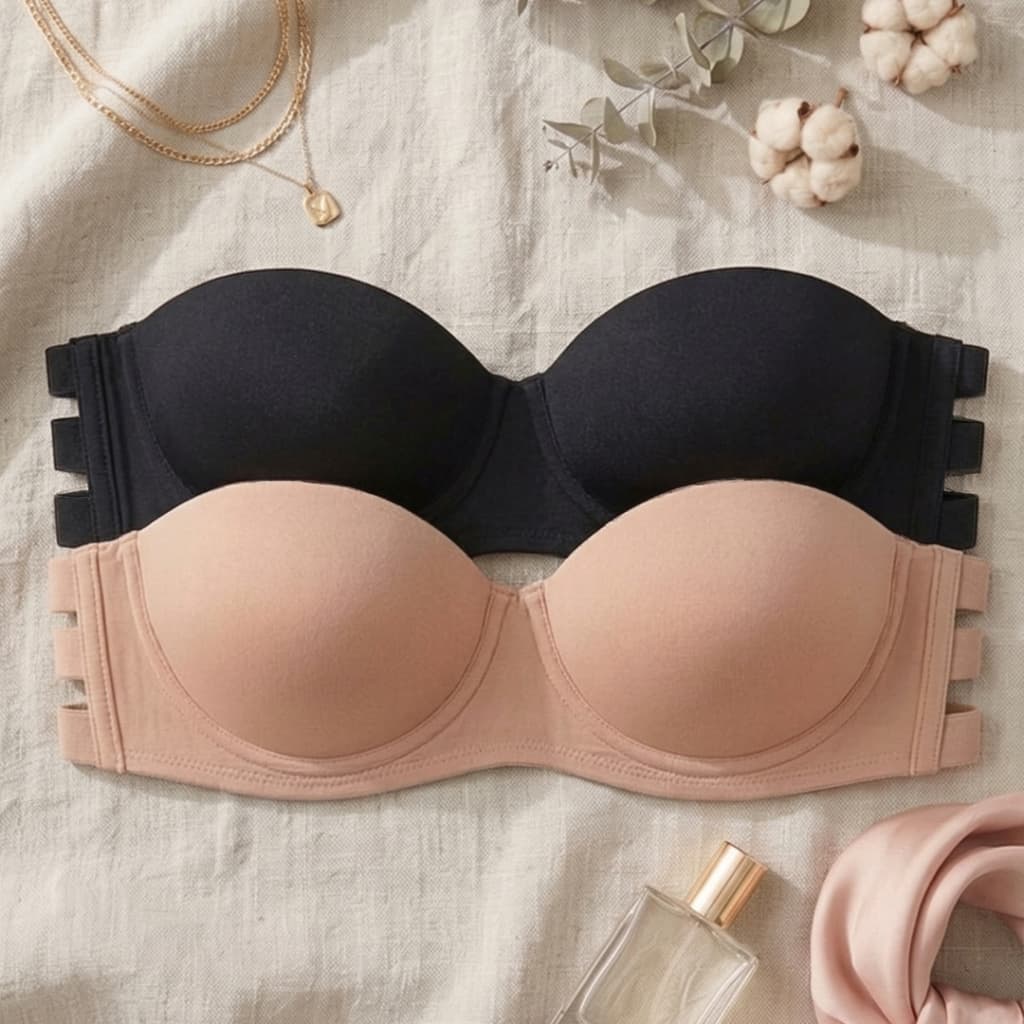 Sutiã Tomara que Caia 3 Tiras Com Bojo Costas Transpassada Modelador Feminino Invisível Slim
