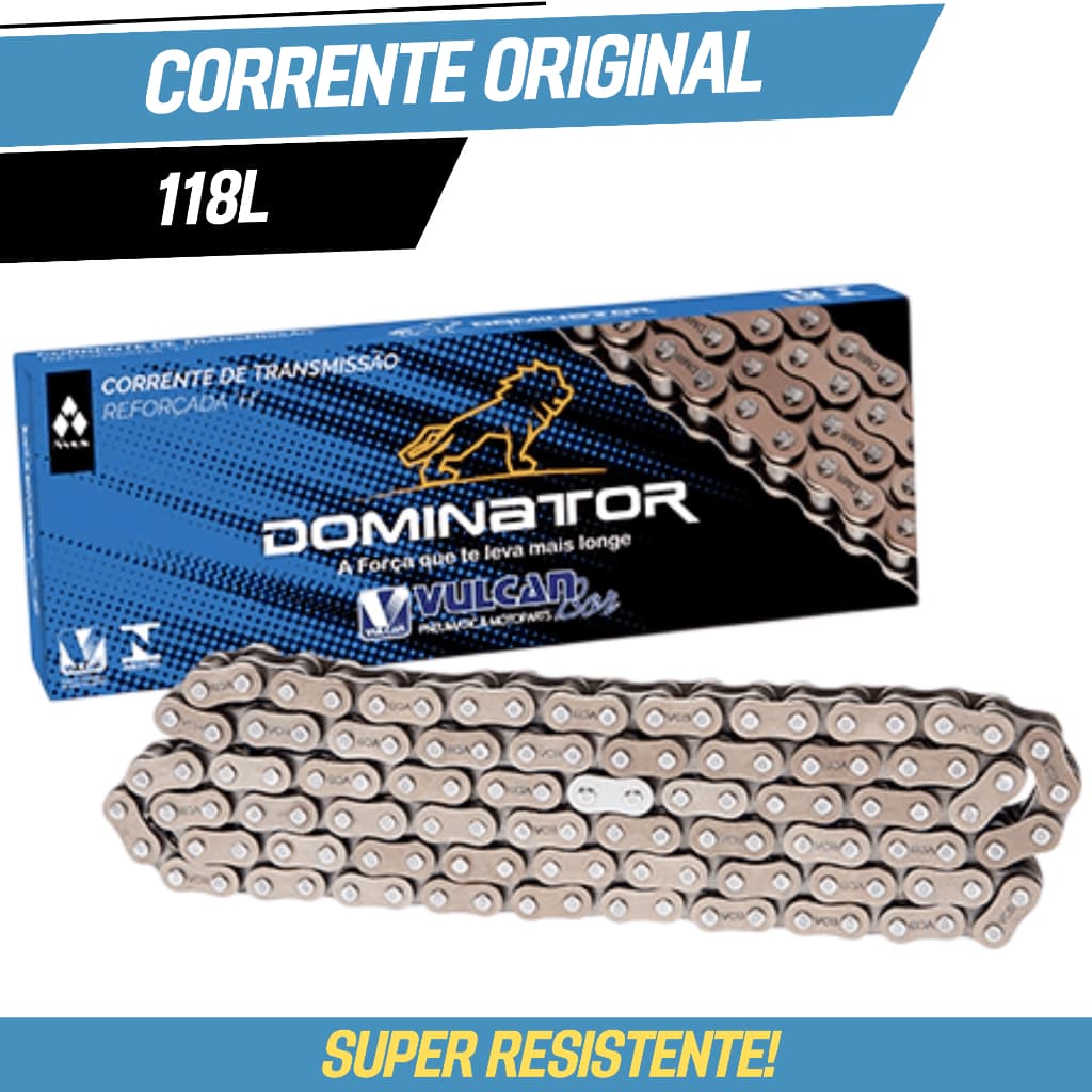 Corrente Transmissão Ultra Reforçada Titan YBR 428H + 118L - VulcanBor