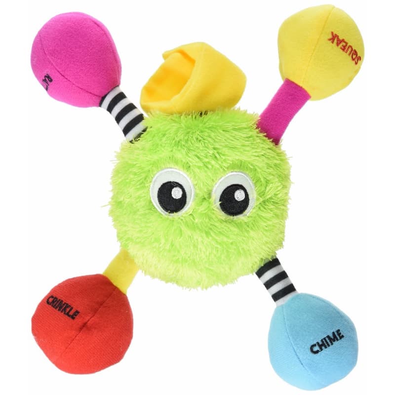 Brinquedo Sensorial Bebê Sassy Jitter Guy Vibra Chocalho Crinkle Squeak Importado EUA 3m+