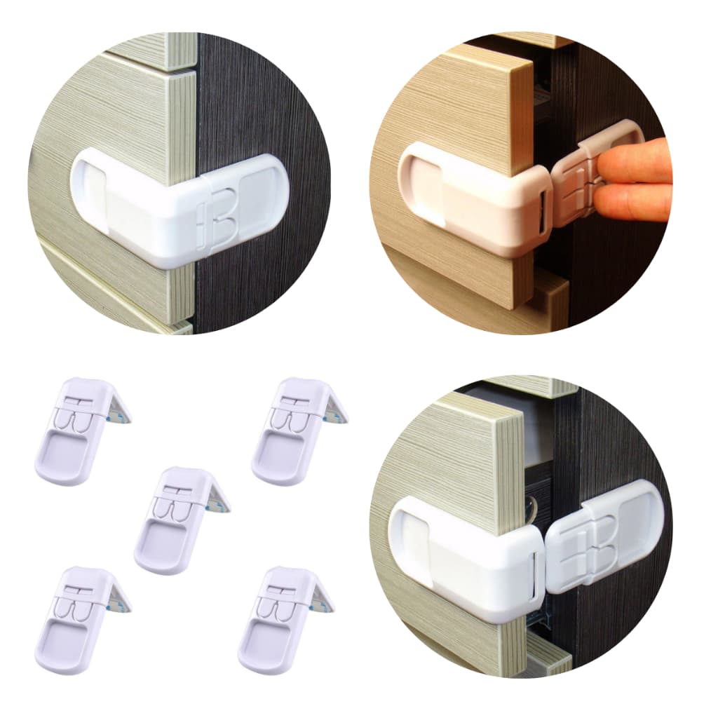 Kit 5 ou 10 Trava Gaveta Lateral Cor Branco Seguranca Protecao Bebe Alta Resistencia Durabilidade