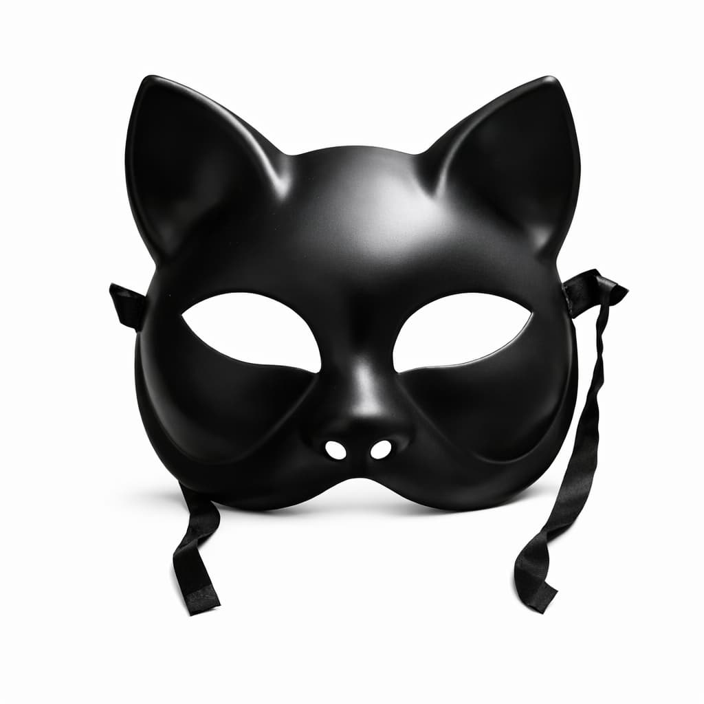 Máscara de Gato Carnaval Preta Fantasia Ajustável Festas