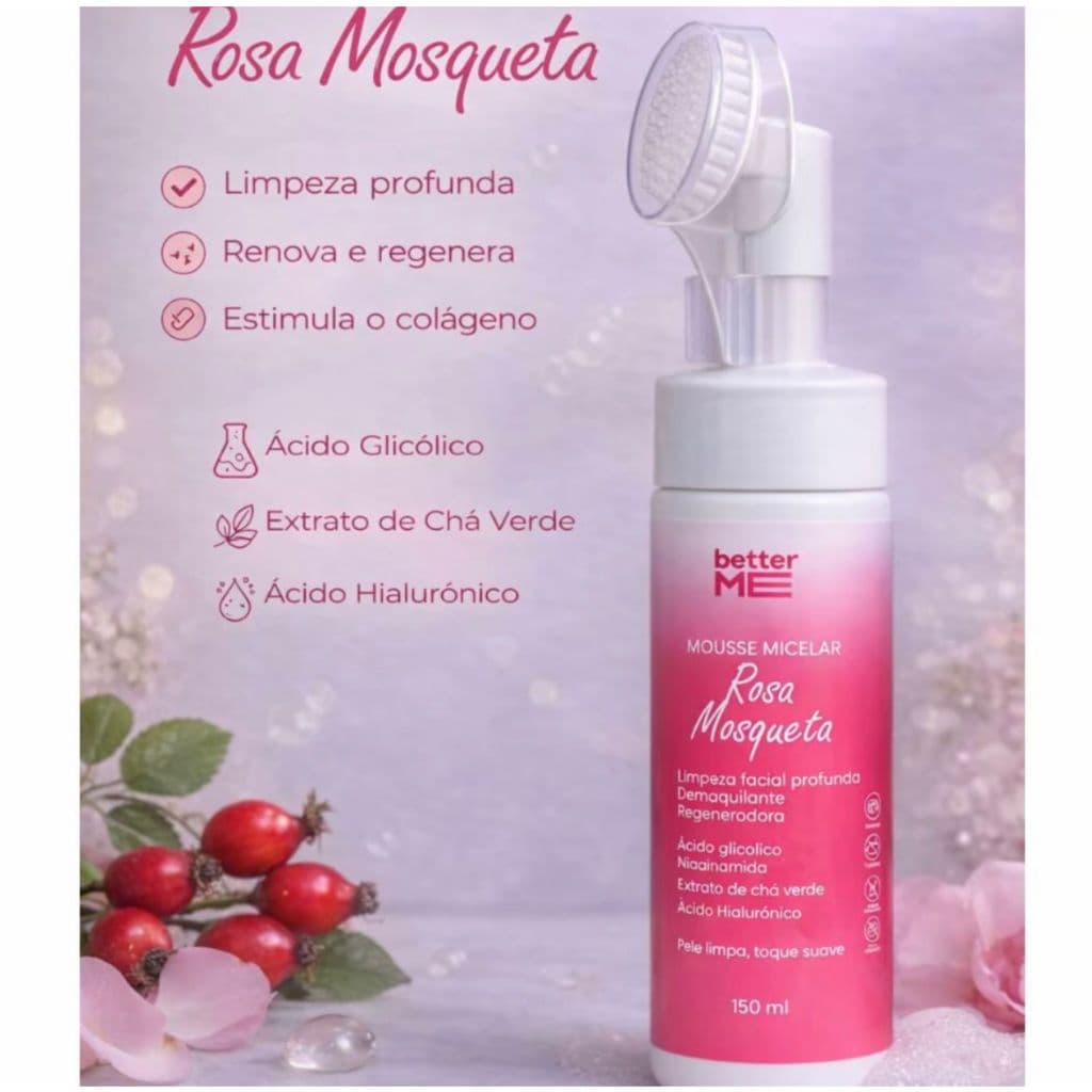 Mousse Micelar de Limpeza facial Rosa Mosqueta 150ml - Better Me