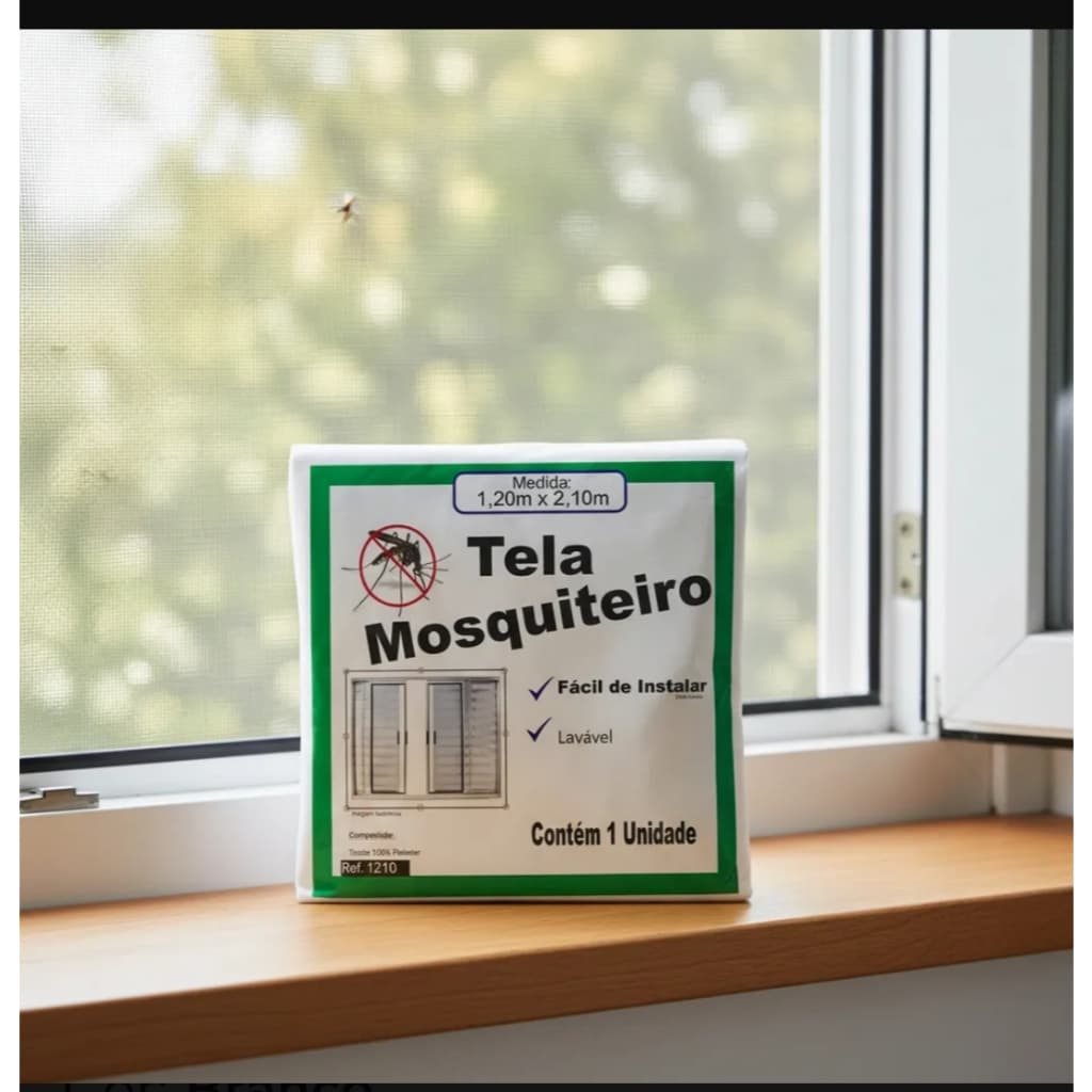 Tela Mosquiteiro para Janelas 1,20m X 2,10m velcro Lavavel
