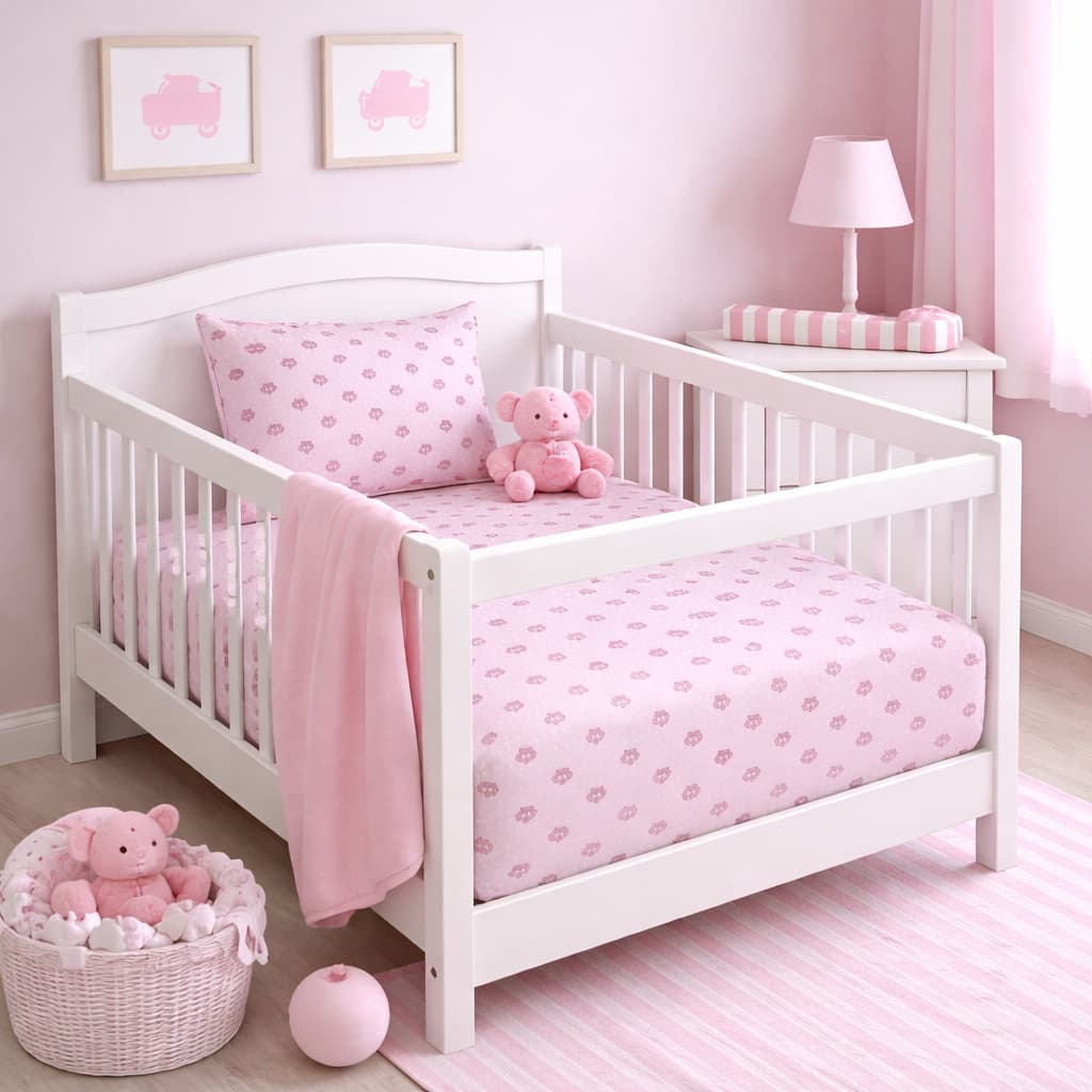 Kit Berço 2 Peças Infantil Menino Menina Quarto Lençol C/ Elástico e Fronha Decoração