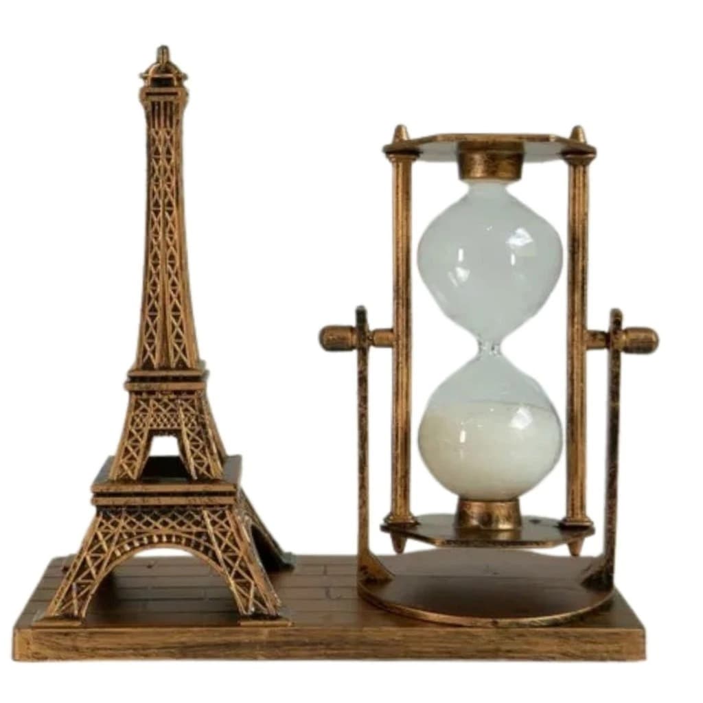 Enfeite Torre Eiffel Com Ampulheta Decoracao Mesa Escritorio