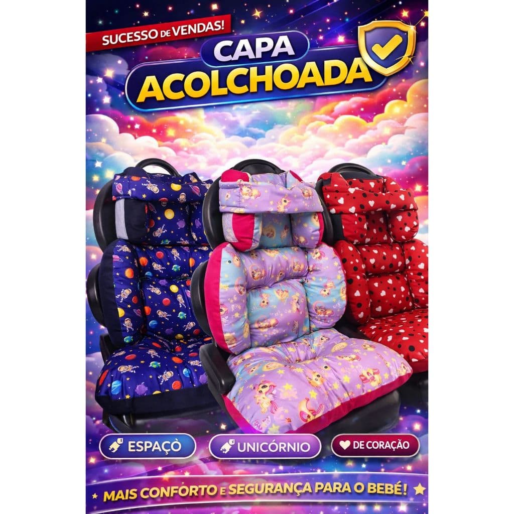 Capa para Cadeirinha de Carro Bebê Acolchoada Universal 25 a 36 kg