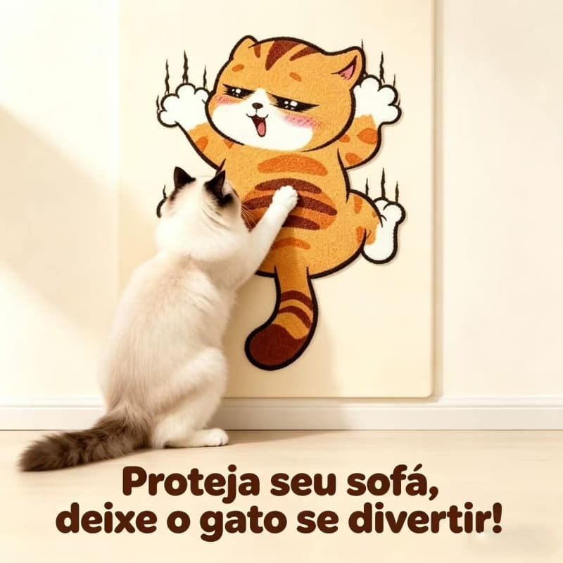 Arranhador brinquedo em formato de gato de desenho animado durável não solta fiapos fácil de cortar e colar