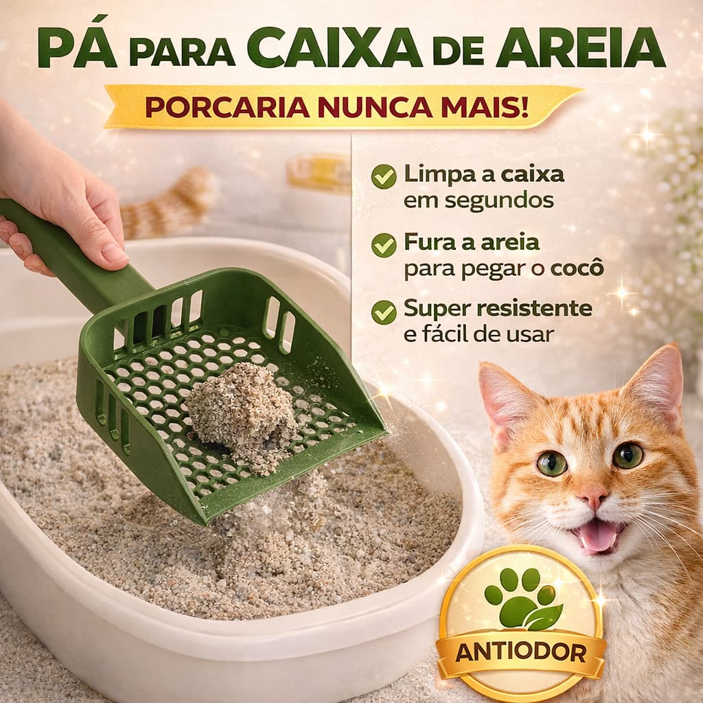 Pá para Caixa de Areia de Gato Higiênica Removedor de Fezes Areia Gatos Resistente Antiodor Fácil Limpeza