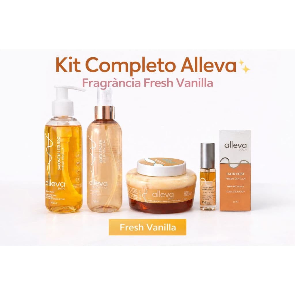 Body splash , geleia , sabonete e perfume capilar kit banho 4 itens Alleva