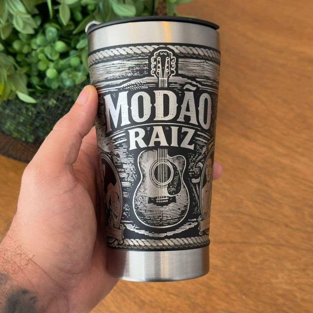 Copo Térmico Personalizado | 473ml | Gravação a Laser 360 Grau - Sertanejo, Modao Raiz