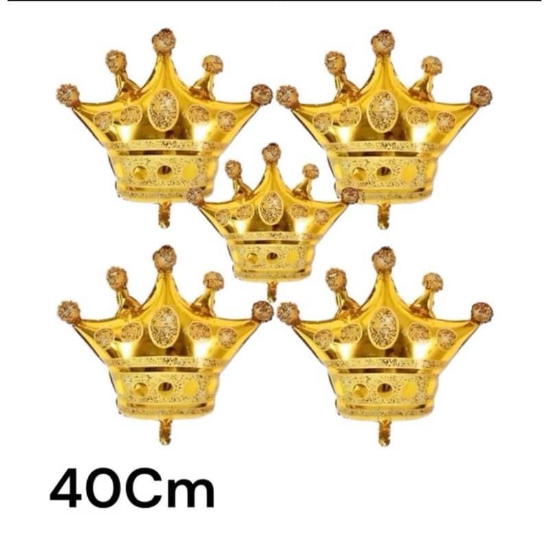 Kit C/5/10 Balão Coroa Rei Ou Rainha De Mesa 40Cm Festa Decoração Cor Dourado