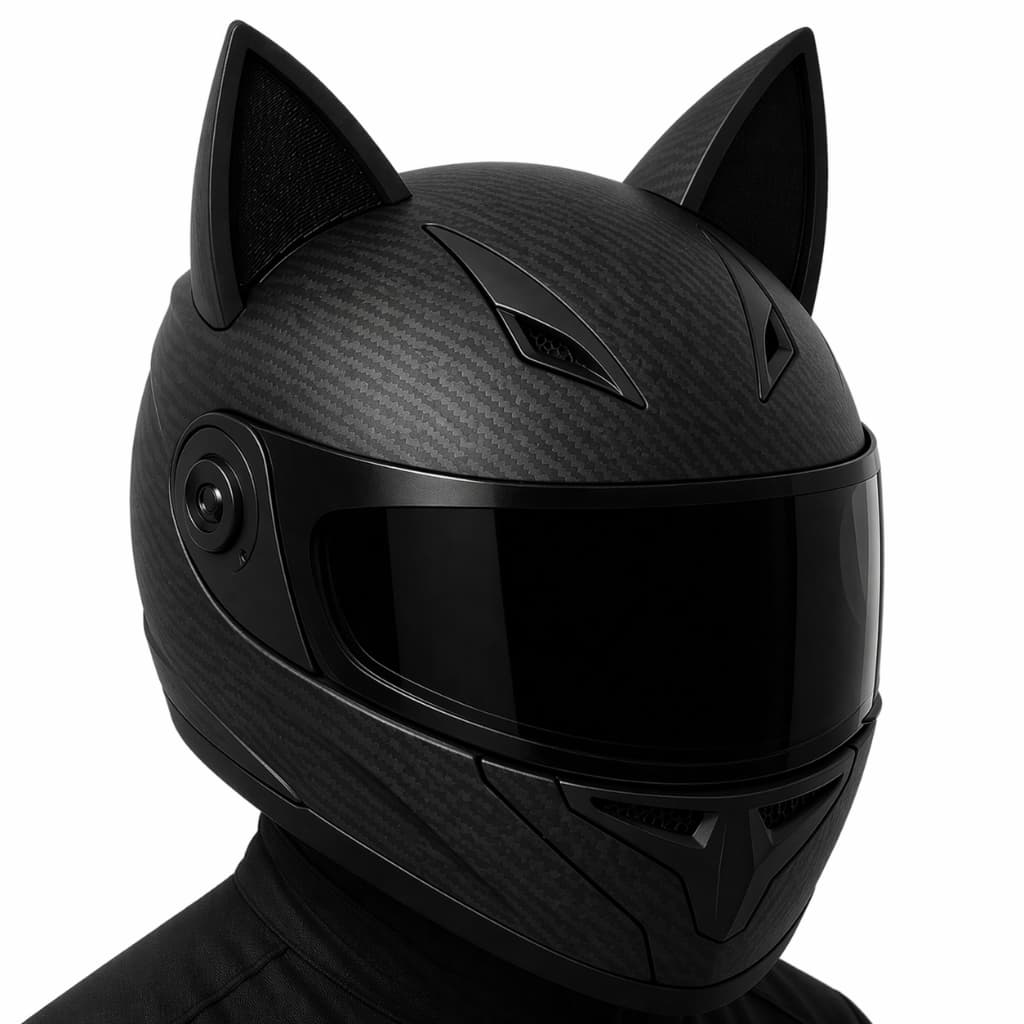 Orelha De Gato  Para Capacete com  Fita Dupla Face   2 unidades preto