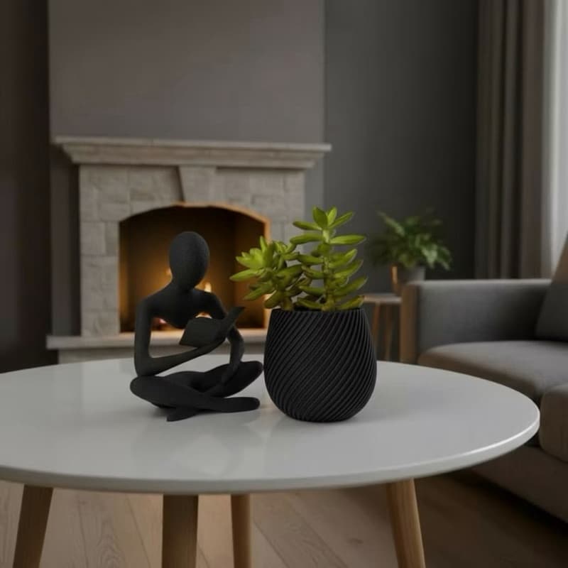 Estátua Decorativa Leitor Livro + Vaso Para Planta Suculenta | Decoração Moderna