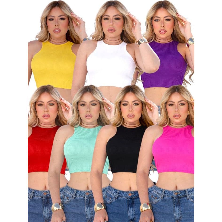 Cropped Feminino Top Com Bojo Canelado Regatinha Basica Tecido Premium Diversas Cores