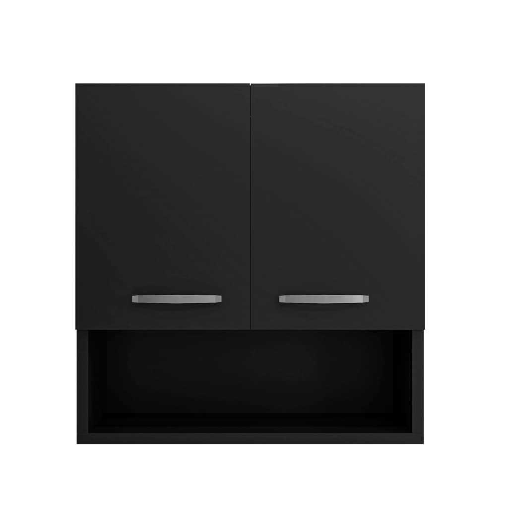 Armário De Cozinha 2 Portas Com Nicho Organizador Preto Compacto Promoção Dia Das Mães