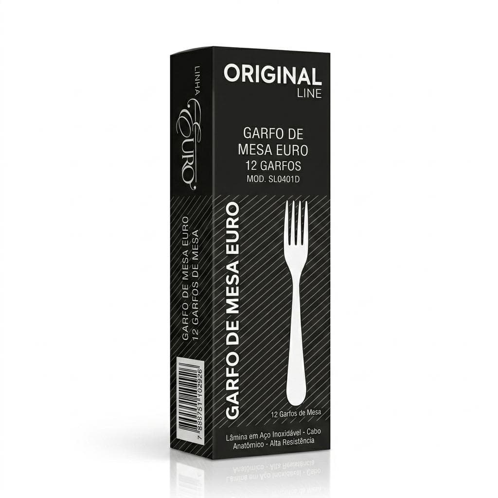 kit 12 garfos de mesa+ aço inoxidável linha Euro+ talher resistente cabo anatômico Alta durabilidade