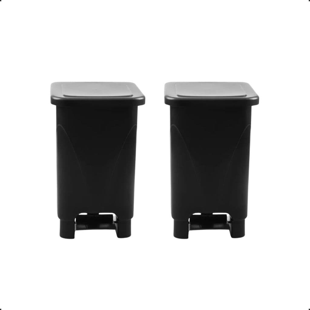Kit 2 Lixeira Retangular Com Pedal 25 Litros Reforçado Cozinha Lavanderia Banheiro e Casa