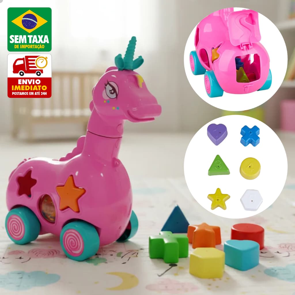 Unicórnio Luna Brinquedo Educativo Pedagógico 6 Peças Encaixar Desenvolvimento Infantil