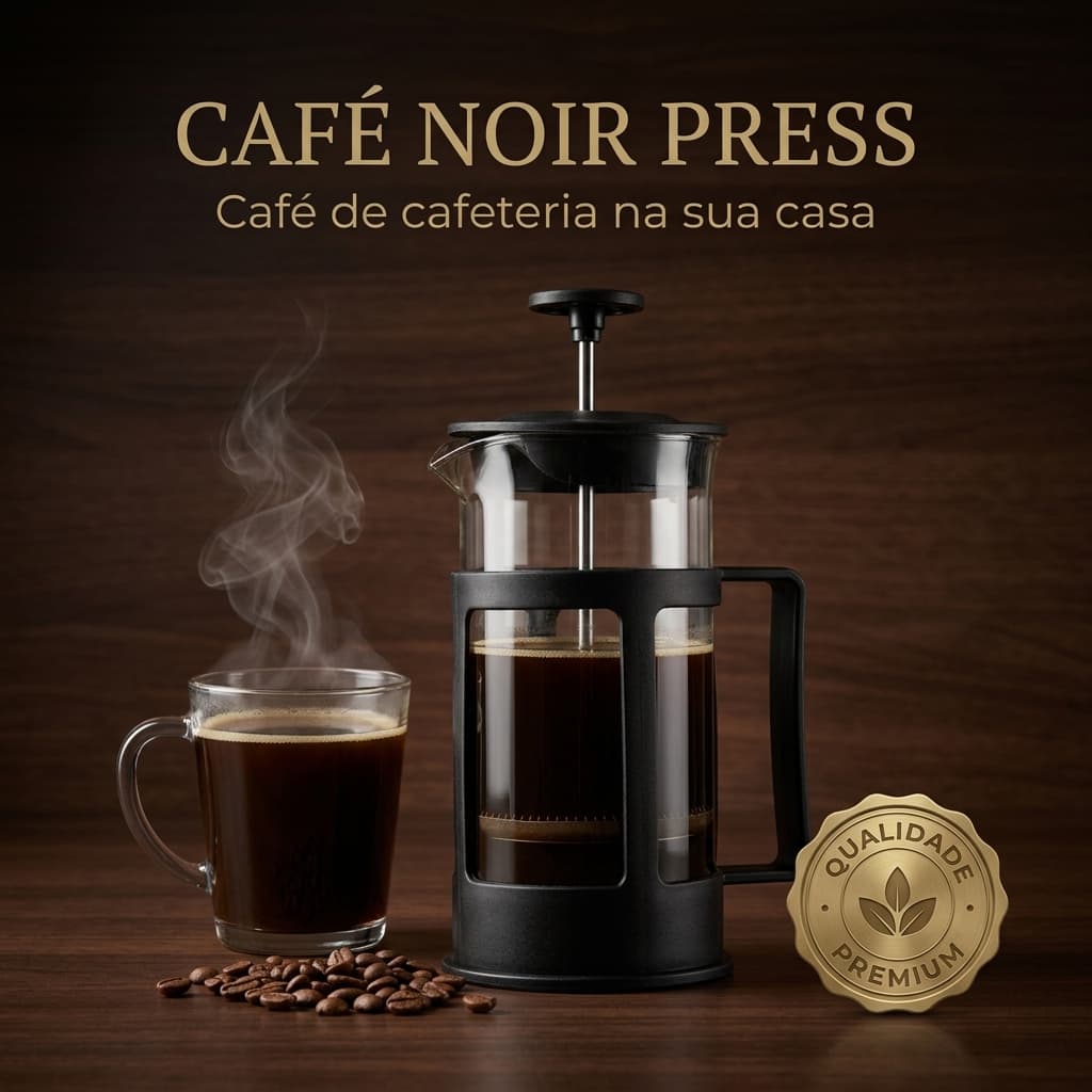 Prensa Francesa 600ml Cafeteira Francesa Inox Preta Café Noir Press Café Forte Cremoso Fácil de Usar